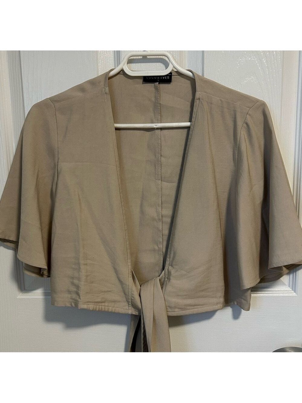 Coco & Yves Front Tie Women's Top, Size Small, Colour Khaki Beige.